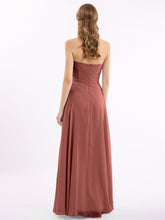 Empire Cross-pleated Chiffon Gown with Sweetheart Neck Terracotta