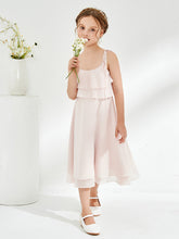 Two Layers Ruffles Junior Bridesmaid Dresses Rose Petal