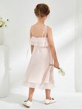 Two Layers Ruffles Junior Bridesmaid Dresses Rose Petal