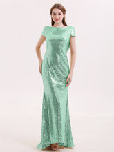 Cap Sleeves Sequins LACE Mermaid Dress Mint Green