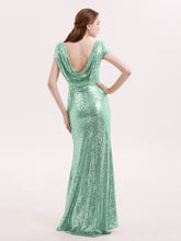 Cap Sleeves Sequins LACE Mermaid Dress Mint Green