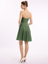 Short Chiffon Strapless Bridesmaid Dresses Olive Green