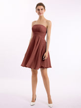 Short Chiffon Strapless Bridesmaid Dresses Terracotta