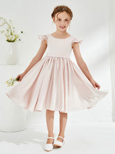 Cap Sleeves Acetate Satin Flower Girl Dresses Rose Petal