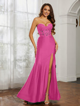 Appliqued Bodice Mermaid Dress With Slit Azalea