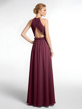 Keyhole Neckline Open Back Chiffon Maxi Dress Mulberry