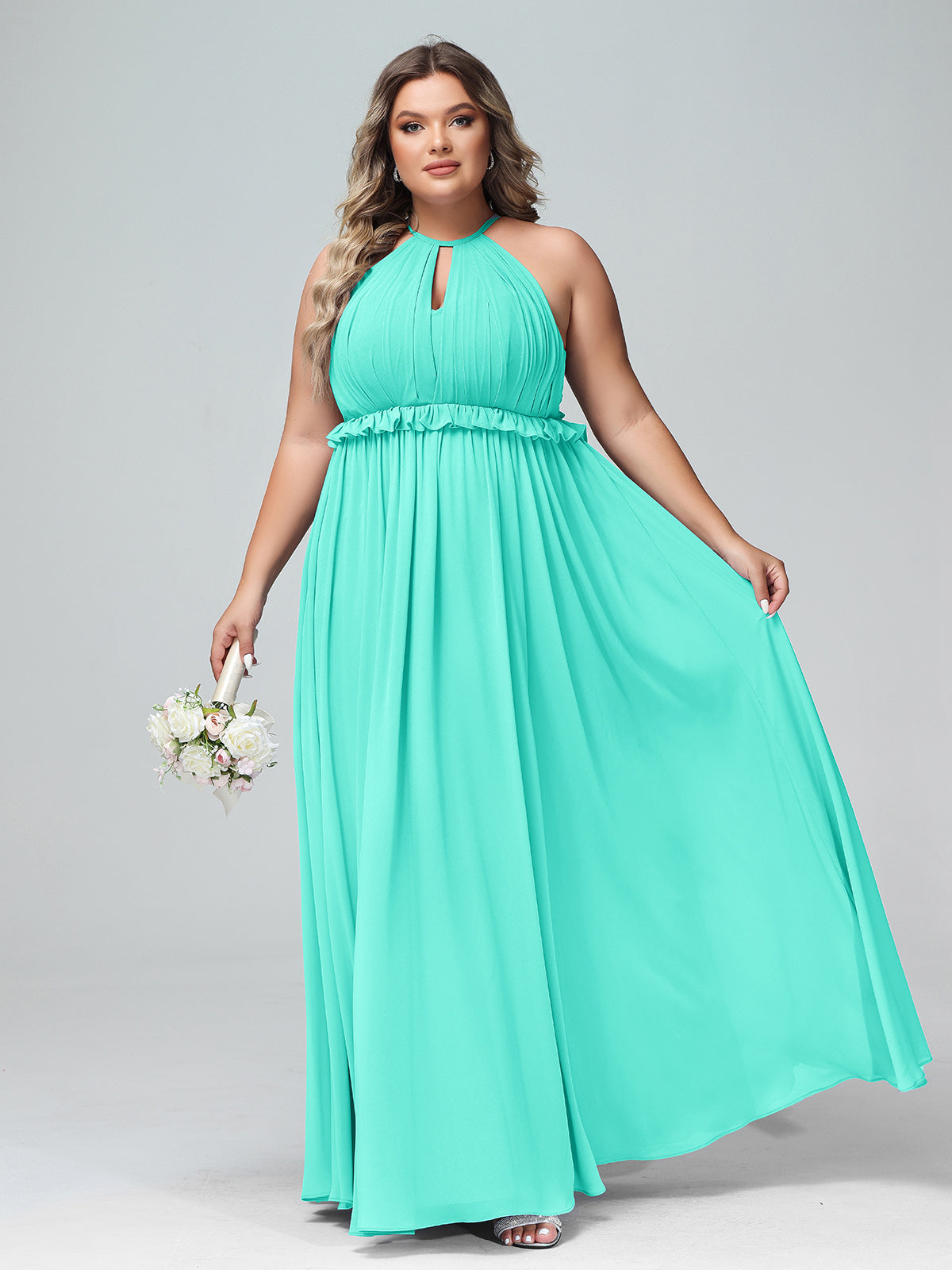 Keyhole Neckline Open Back Chiffon Maxi Dress Cabernet