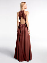 Keyhole Neckline Open Back Chiffon Maxi Dress Terracotta