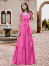 Square Neckline Ruched Chiffon Floor-length Dress Azalea
