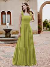 Square Neckline Ruched Chiffon Floor-length Dress Clover