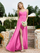 Spaghetti Straps V-neck Chiffon Dress With Slit Azalea