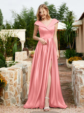 Cap Sleeve V-neck Satin Dress With Pocket Flamingo