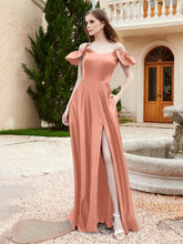 Off Shoulder Flutter Sleeves Satin Dress With Pocket Papaya