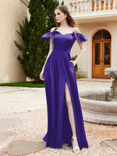 Off Shoulder Flutter Sleeves Satin Dress With Pocket Regency