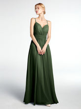 Criss-Cross Open Back Gown with Spaghetti Strap Olive Green
