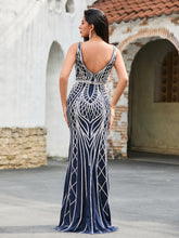 Gorgeous V-Neck Diamond Maxi Dress Dark Navy