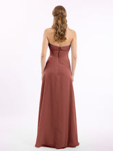 Strapless Chiffon Dress with Cascade Skirt Terracotta