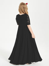 Lace Top Half Sleeved Junior Bridesmaids Dresses Black