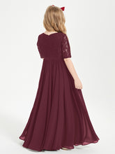 Lace Top Half Sleeved Junior Bridesmaids Dresses Cabernet