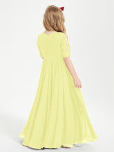 Lace Top Half Sleeved Junior Bridesmaids Dresses Daffodil