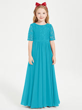 Lace Top Half Sleeved Junior Bridesmaids Dresses Jade