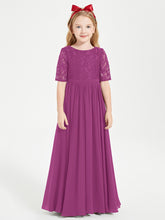 Lace Top Half Sleeved Junior Bridesmaids Dresses Orchid