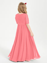 Lace Top Half Sleeved Junior Bridesmaids Dresses Watermelon