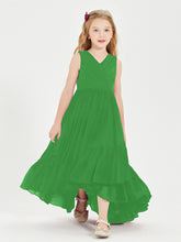 Cascading Skirt Boho Dresses for Junior Bridesmaids Green