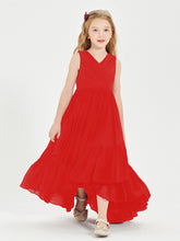 Cascading Skirt Boho Dresses for Junior Bridesmaids Red