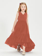 Cascading Skirt Boho Dresses for Junior Bridesmaids Rust