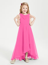 Modern Asymmetrical Cowl Neck Junior Bridesmaid Dresses Azalea