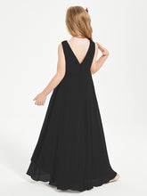 Modern Asymmetrical Cowl Neck Junior Bridesmaid Dresses Black
