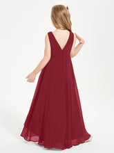 Modern Asymmetrical Cowl Neck Junior Bridesmaid Dresses Burgundy