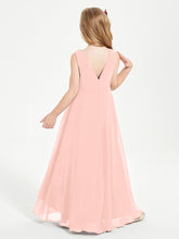 Modern Asymmetrical Cowl Neck Junior Bridesmaid Dresses Coral