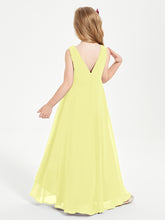 Modern Asymmetrical Cowl Neck Junior Bridesmaid Dresses Daffodil