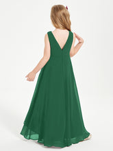 Modern Asymmetrical Cowl Neck Junior Bridesmaid Dresses Dark Green