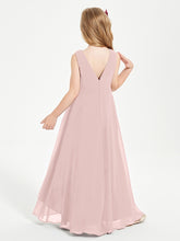 Modern Asymmetrical Cowl Neck Junior Bridesmaid Dresses Dusty Rose