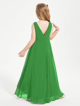 Modern Asymmetrical Cowl Neck Junior Bridesmaid Dresses Green