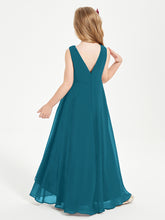 Modern Asymmetrical Cowl Neck Junior Bridesmaid Dresses Ink Blue