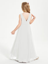 Modern Asymmetrical Cowl Neck Junior Bridesmaid Dresses Ivory