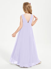 Modern Asymmetrical Cowl Neck Junior Bridesmaid Dresses Lilac