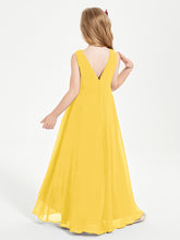 Modern Asymmetrical Cowl Neck Junior Bridesmaid Dresses Marigold