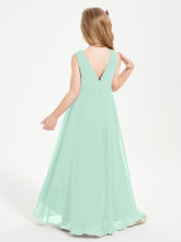 Modern Asymmetrical Cowl Neck Junior Bridesmaid Dresses Mint Green