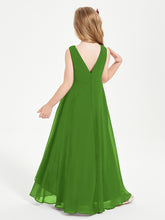 Modern Asymmetrical Cowl Neck Junior Bridesmaid Dresses Moss