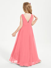 Modern Asymmetrical Cowl Neck Junior Bridesmaid Dresses Watermelon