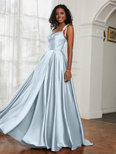 Cowl Neck Ruched Backless Dress With Slit Mist