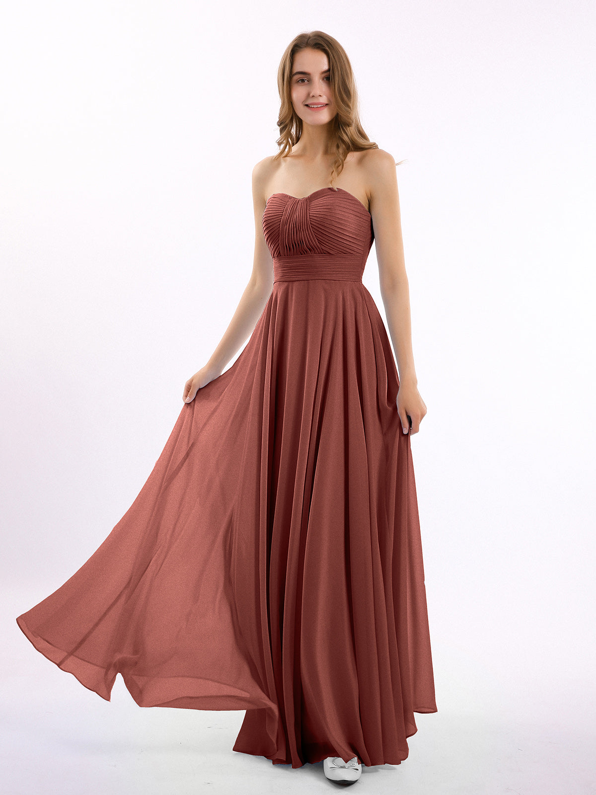 Strapless Chiffon Simple Maxi Dresses Tangerine Plus Size
