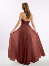 Strapless Chiffon Simple Maxi Dresses Terracotta