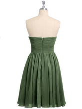 Strapless Mini Chiffon Dresses with Sweethart Olive Green