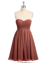 Strapless Mini Chiffon Dresses with Sweethart Terracotta